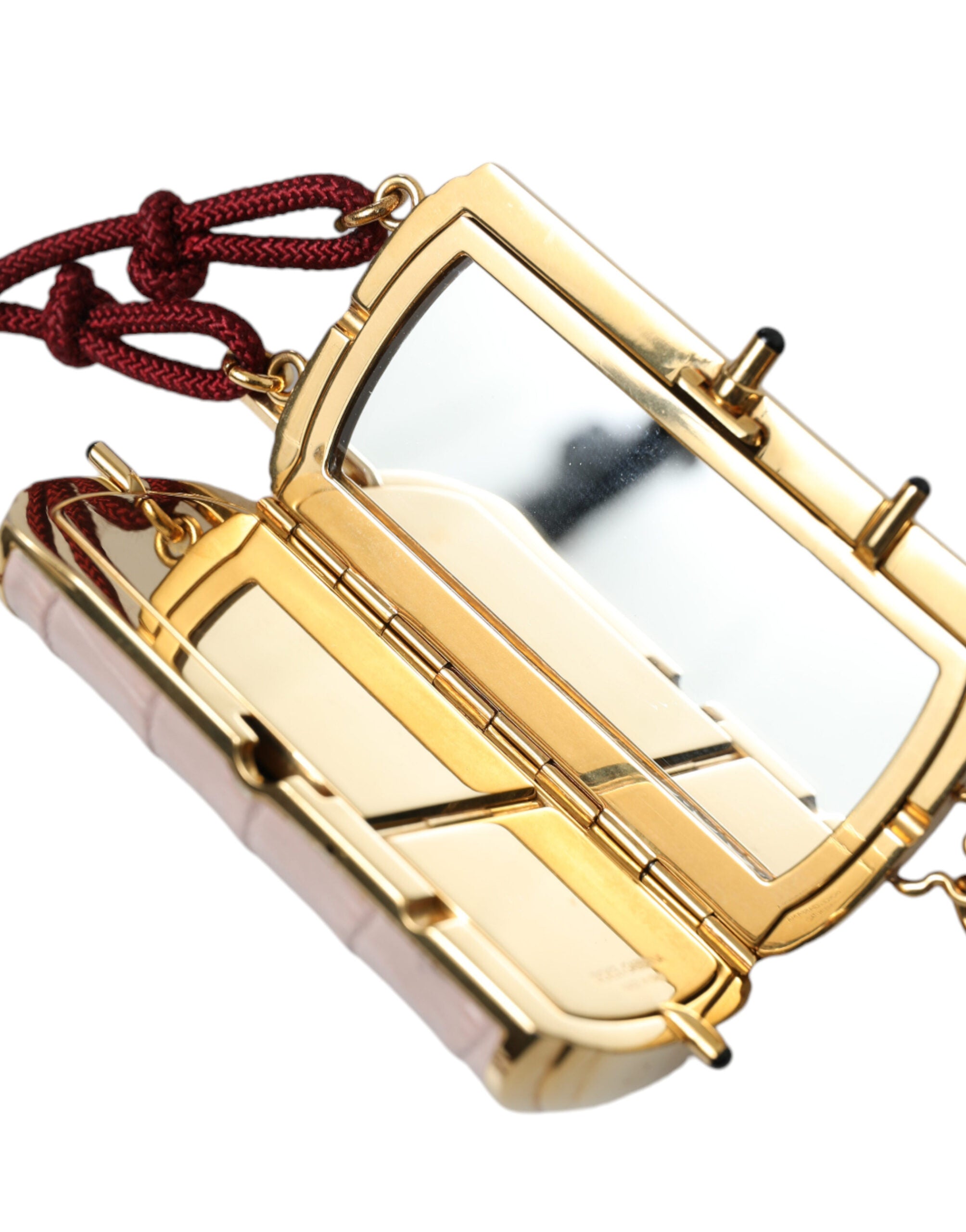 Dolce & Gabbana Exotic Pink Leather Mini Mirror Bag with Tassel - ACCEXO
