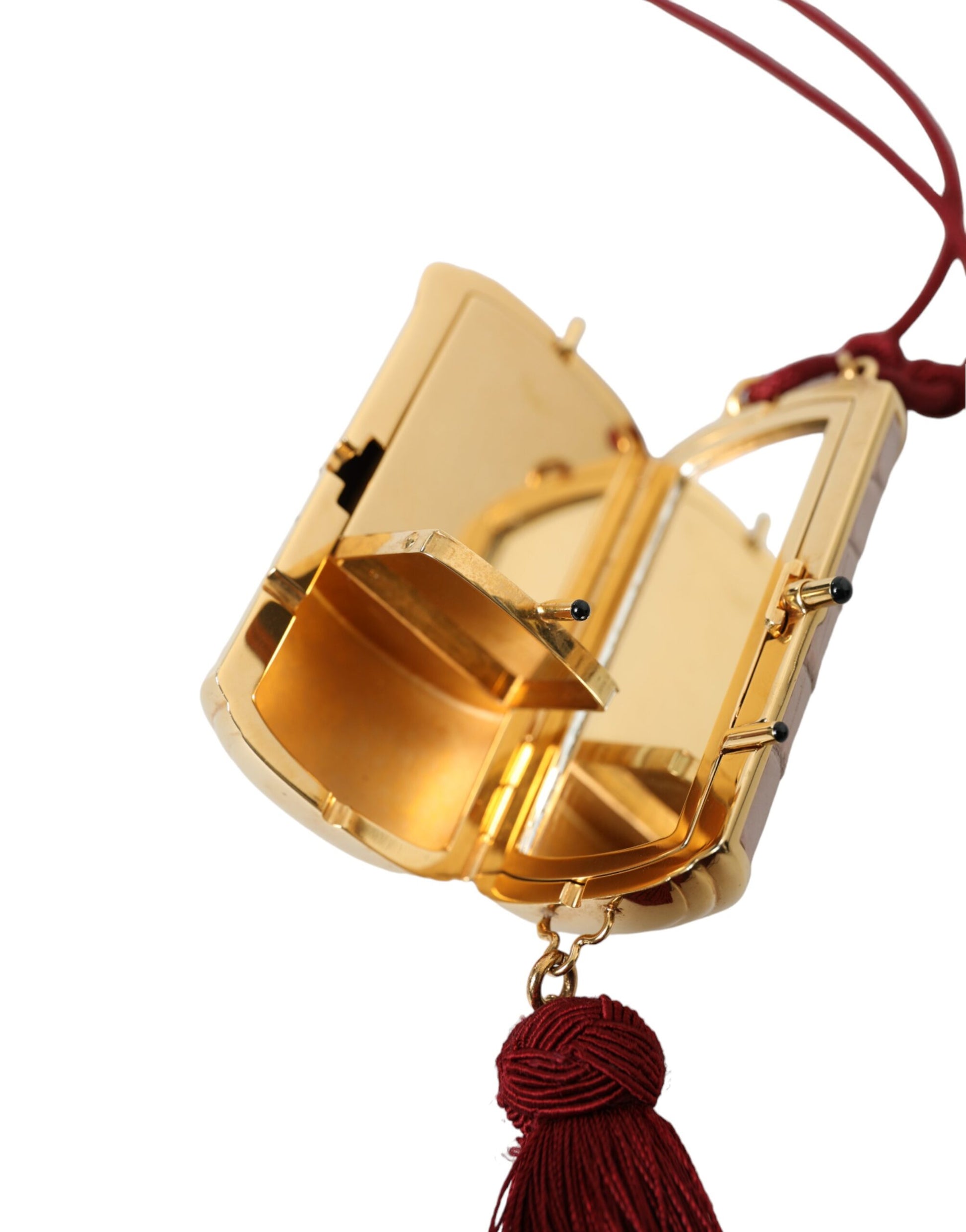 Dolce & Gabbana Exotic Pink Leather Mini Mirror Bag with Tassel - ACCEXO