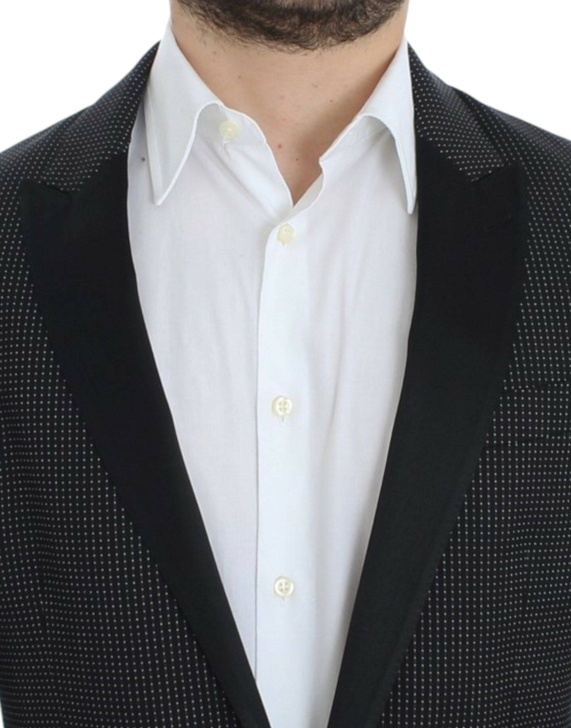 Dolce & Gabbana Elegant Black Polka Dotted Slim Fit Blazer - ACCEXO