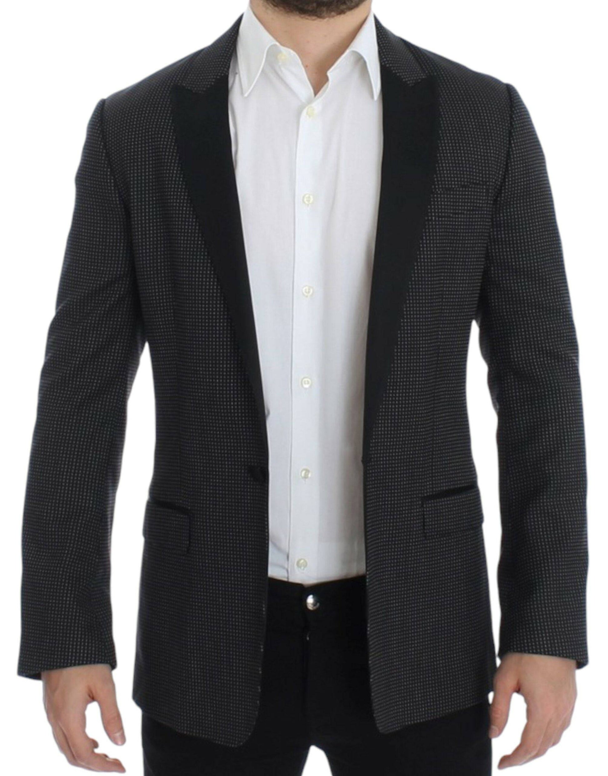 Dolce & Gabbana Elegant Black Polka Dotted Slim Fit Blazer - ACCEXO