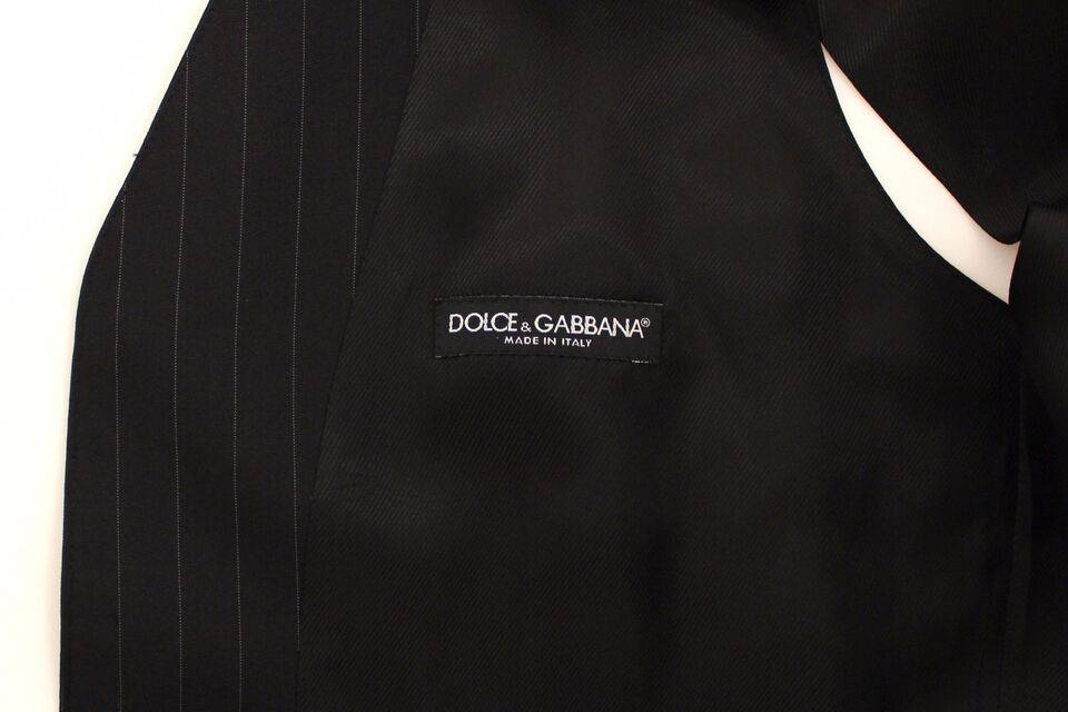Dolce & Gabbana Chic Black Striped Wool Silk Dress Vest - ACCEXO