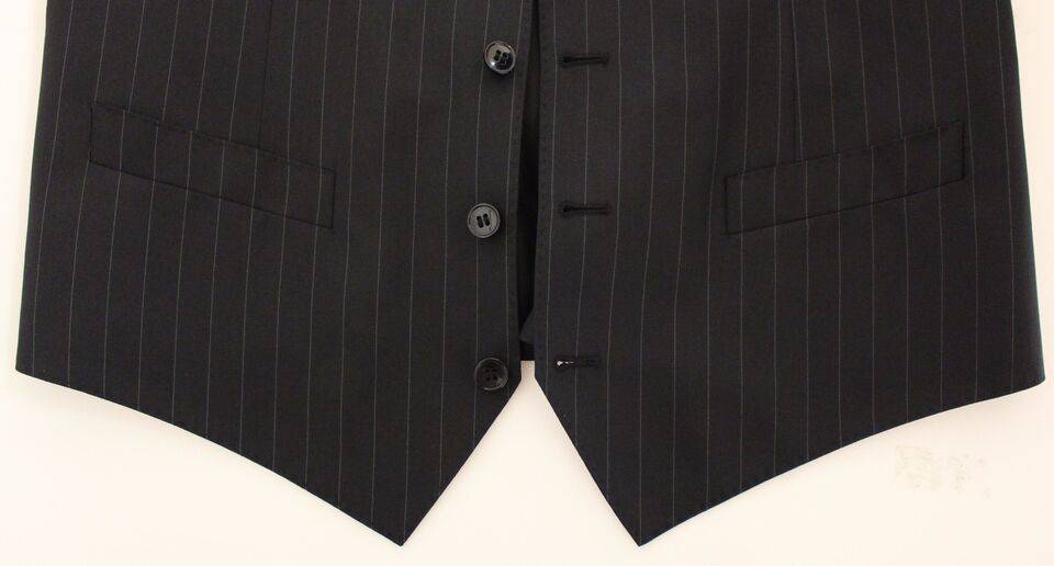 Dolce & Gabbana Chic Black Striped Wool Silk Dress Vest - ACCEXO