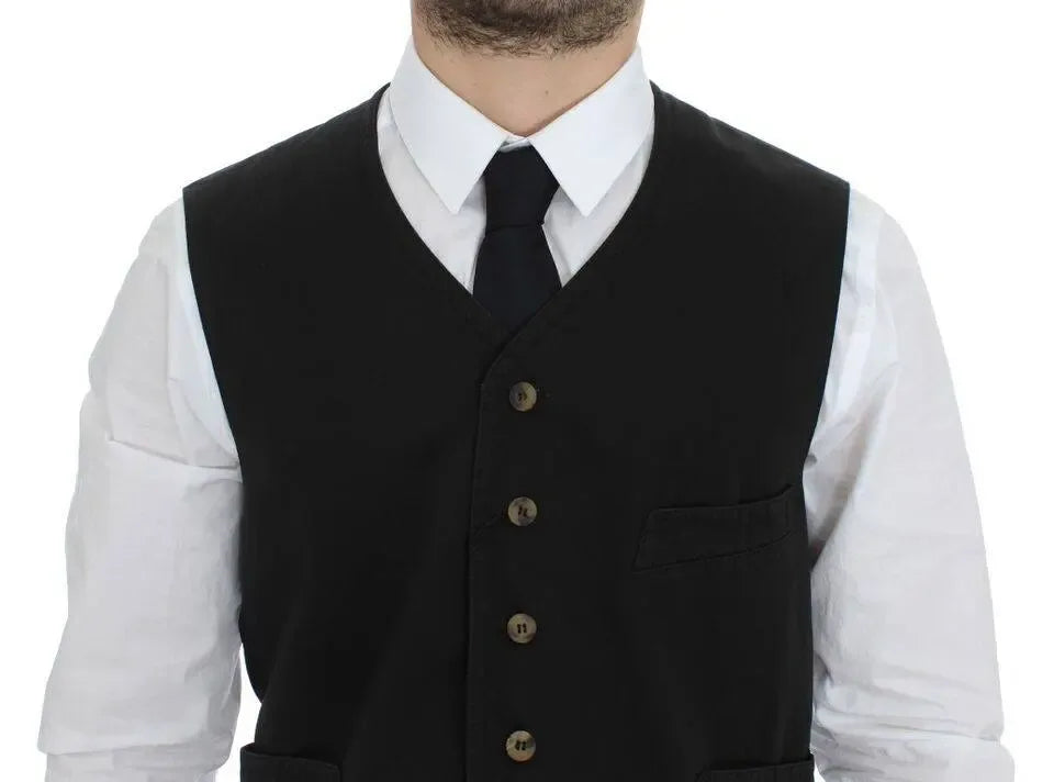 Dolce & Gabbana Black Cotton Blend Dress Vest Gilet Secondary image