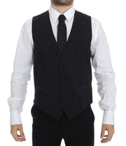 Dolce & Gabbana Elegant Silk-Wool Black Dress Vest - ACCEXO
