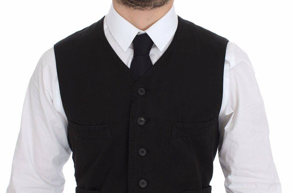 Dolce & Gabbana Elegant Black Cotton Blend Dress Vest - ACCEXO