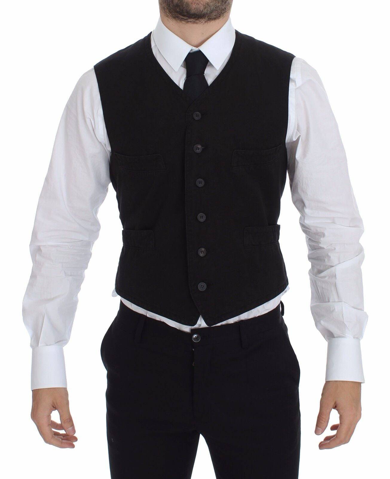 Dolce & Gabbana Elegant Black Cotton Blend Dress Vest - ACCEXO