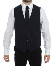 Dolce & Gabbana Elegant Gray Striped Wool-Silk Dress Vest - ACCEXO