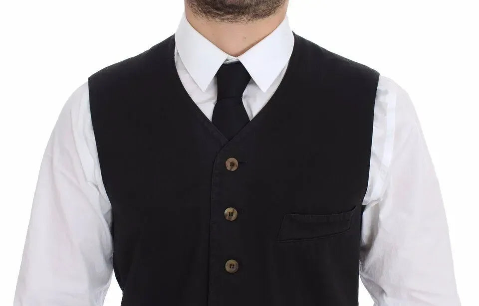Dolce & Gabbana Black Cotton Viscose Dress Vest Blazer Secondary image