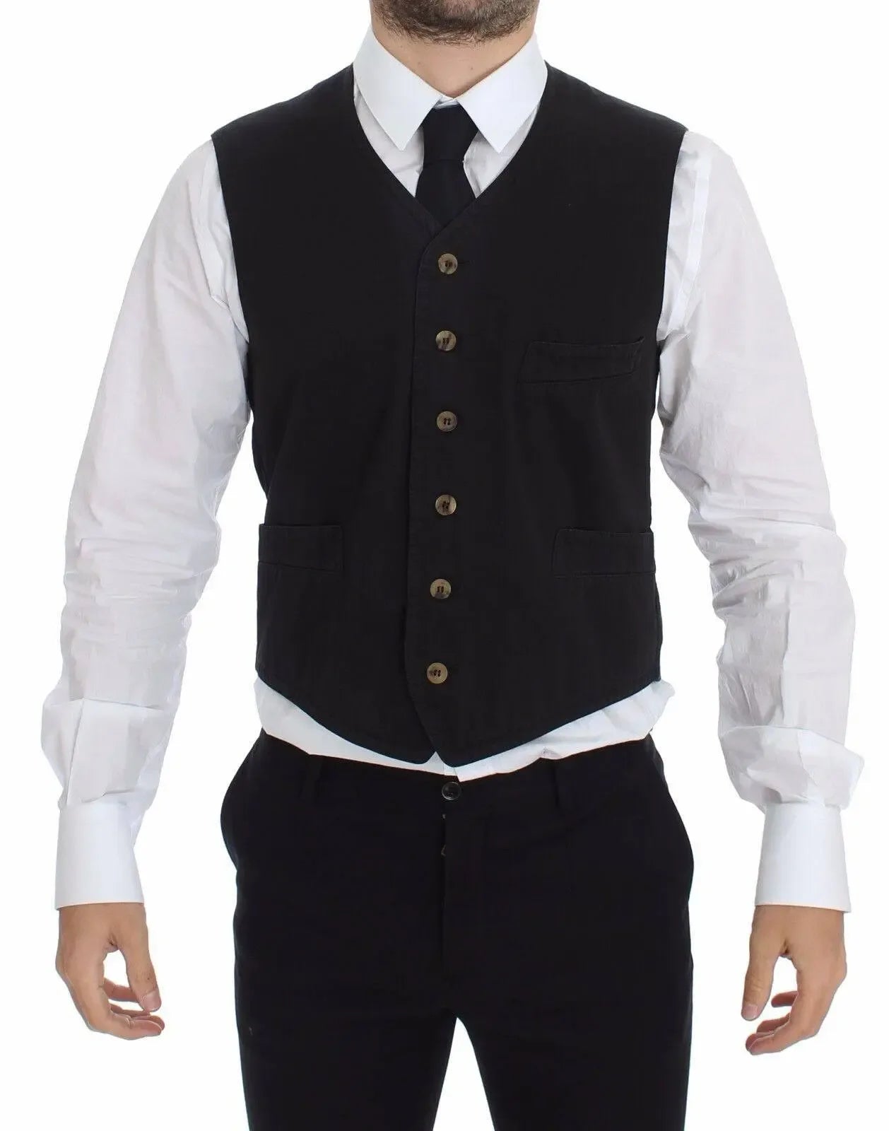 Dolce & Gabbana Black Cotton Viscose Dress Vest Blazer - Zachava Main image