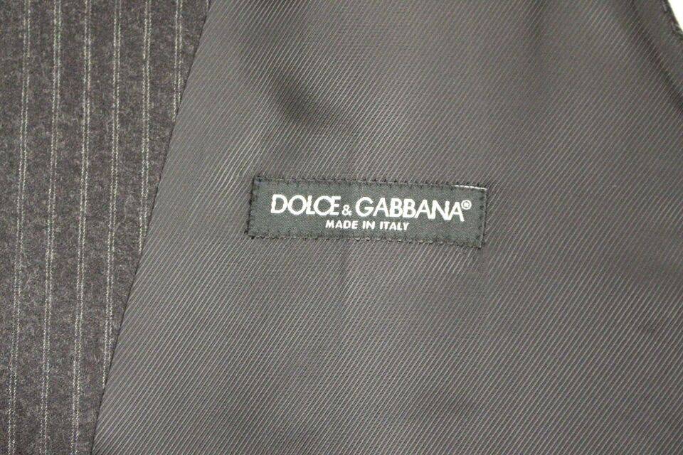 Dolce & Gabbana Elegant Gray Striped Wool Dress Vest - ACCEXO