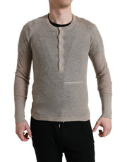 Dolce & Gabbana Elegant Beige Henley Cashmere Sweater - ACCEXO