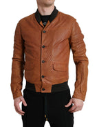Dolce & Gabbana Elegant Leather Perforated Bomber Jacket - ACCEXO