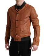 Dolce & Gabbana Elegant Leather Perforated Bomber Jacket - ACCEXO