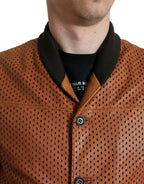 Dolce & Gabbana Elegant Leather Perforated Bomber Jacket - ACCEXO