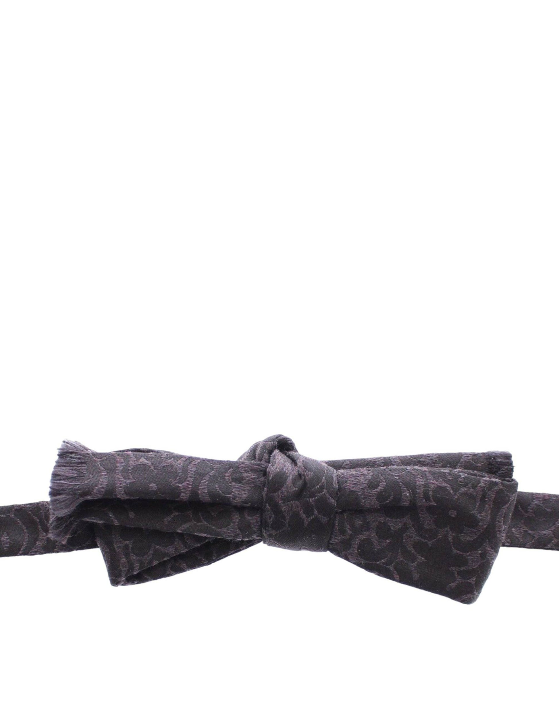Dolce & Gabbana Elegant Black Paisley Silk-Wool Blend Bow Tie - ACCEXO