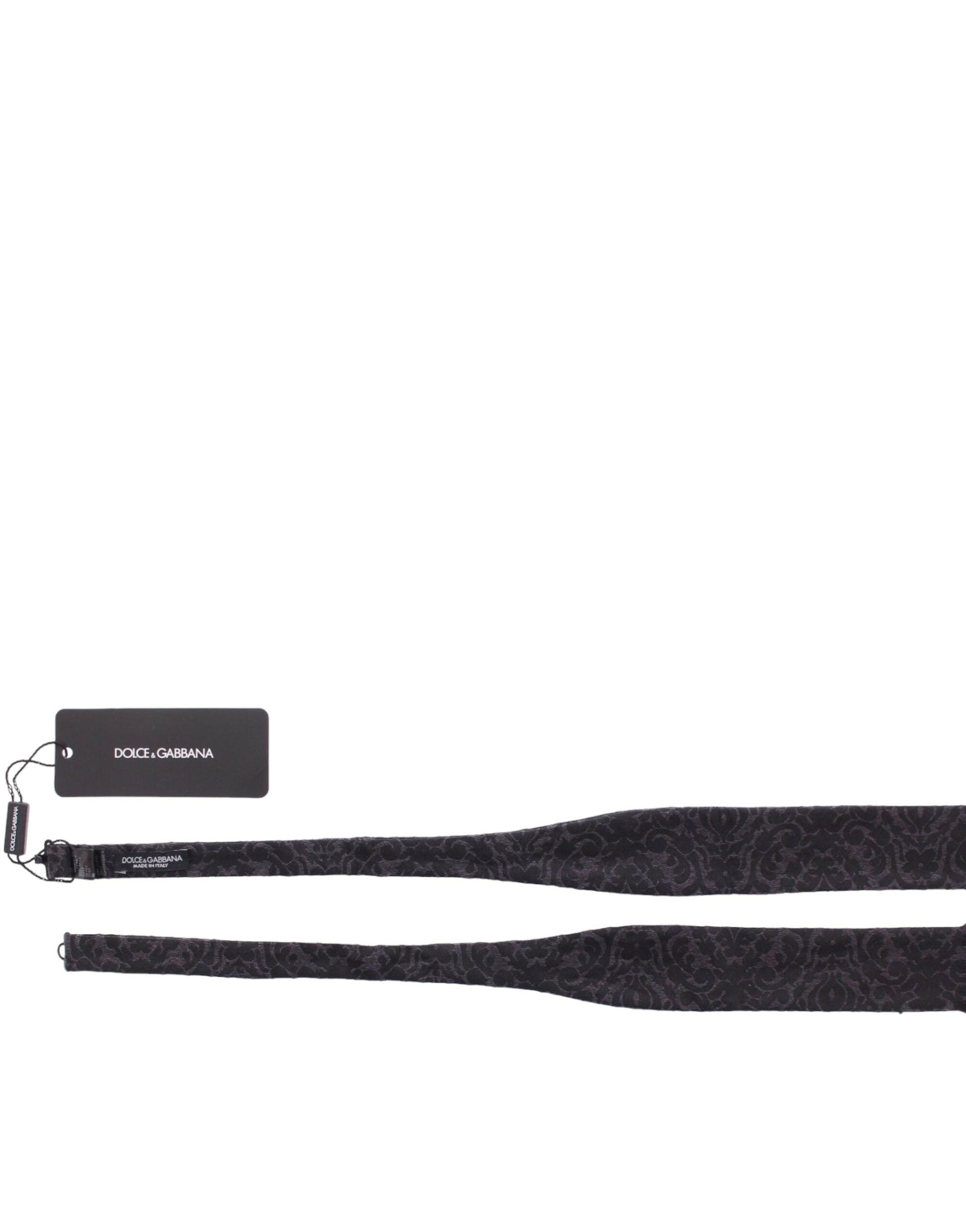 Dolce & Gabbana Elegant Black Paisley Silk-Wool Blend Bow Tie - ACCEXO