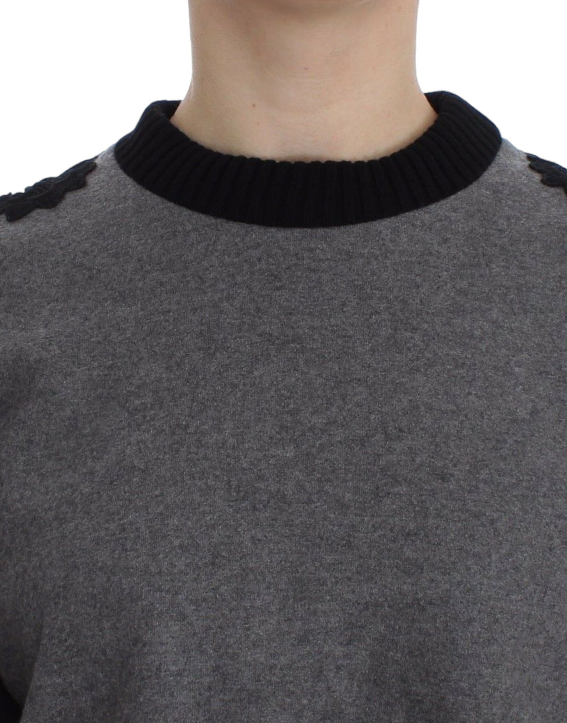 Dolce & Gabbana Elegant Gray Cashmere Blend Lace Sweater - ACCEXO