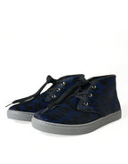Dolce & Gabbana Chic Blue Leopard Print Mid-Top Sneakers - ACCEXO