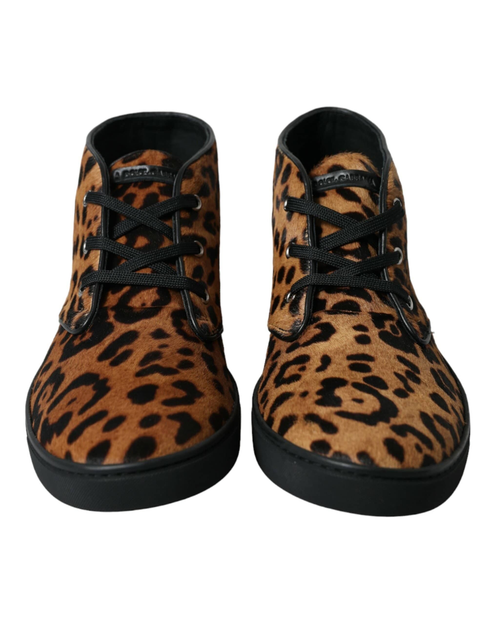 Dolce & Gabbana Brown Leopard Pony Hair Leather Sneakers Shoes Secondary image