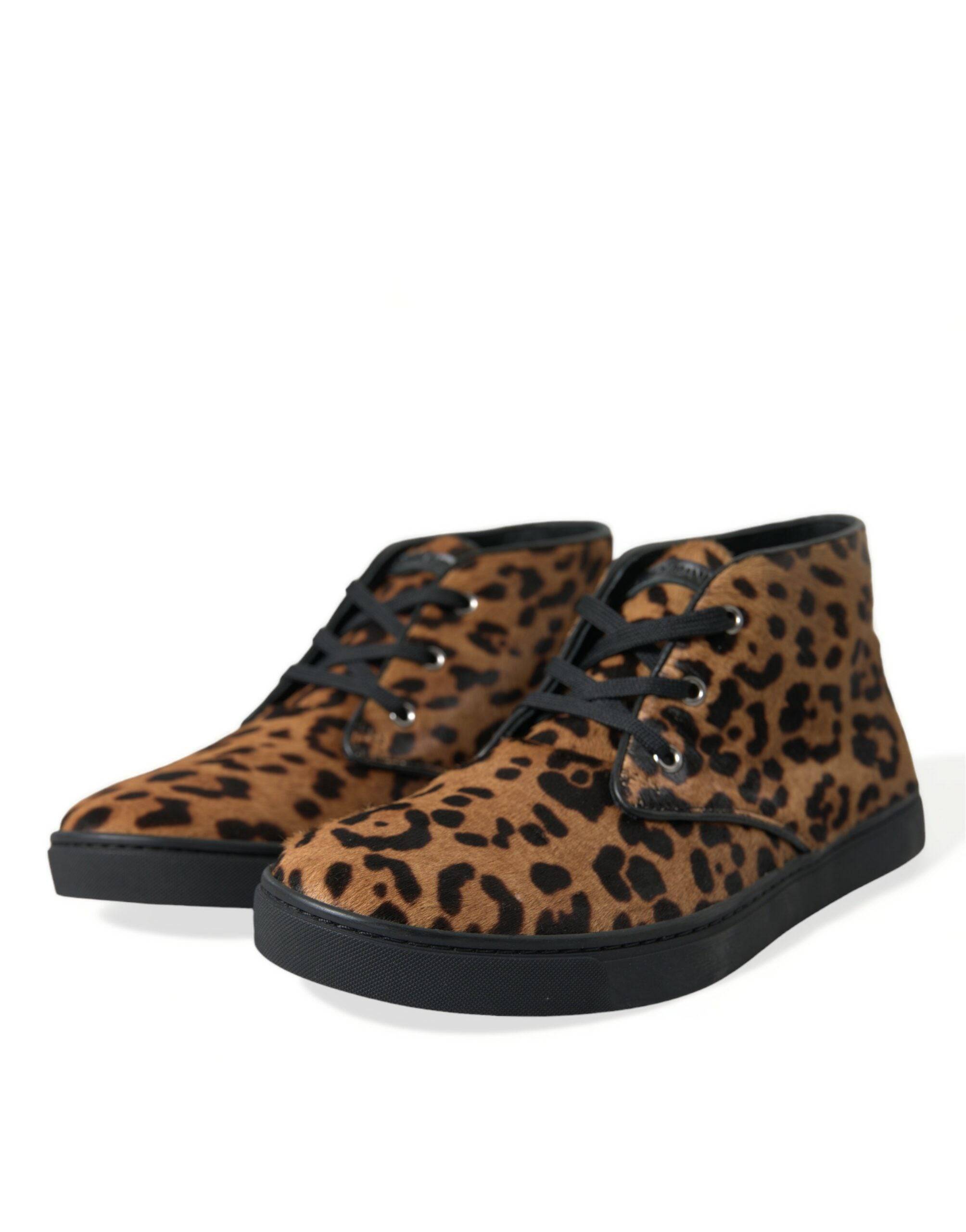 Dolce & Gabbana Elegant Leopard Print Mid-Top Sneakers - ACCEXO