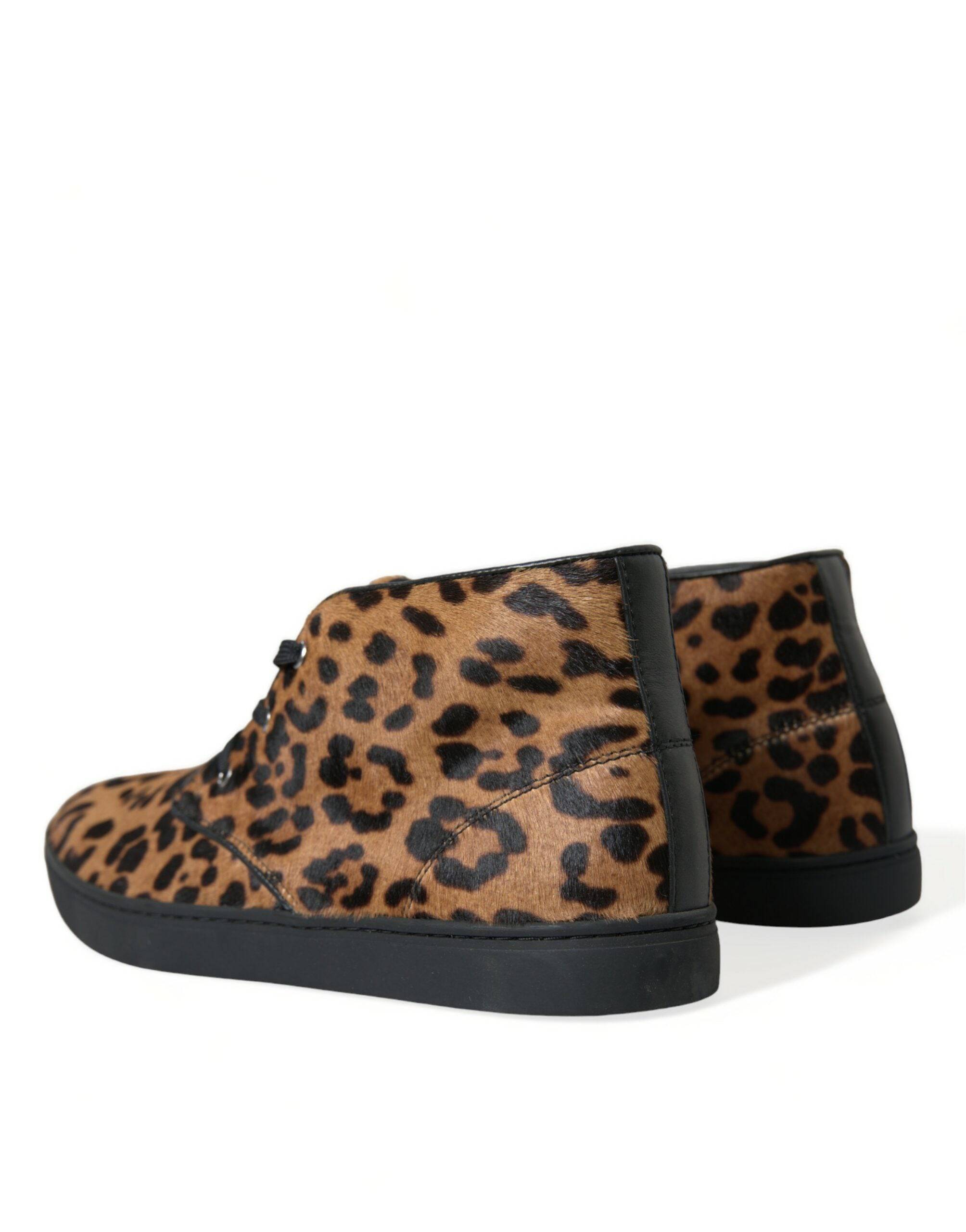 Dolce & Gabbana Elegant Leopard Print Mid-Top Sneakers - ACCEXO