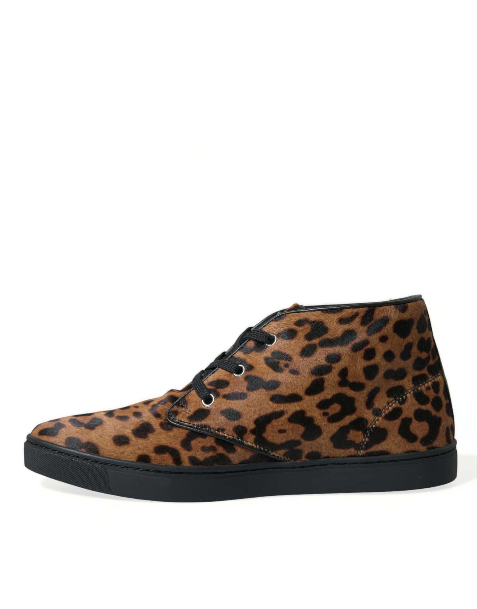 Dolce & Gabbana Elegant Leopard Print Mid-Top Sneakers - ACCEXO