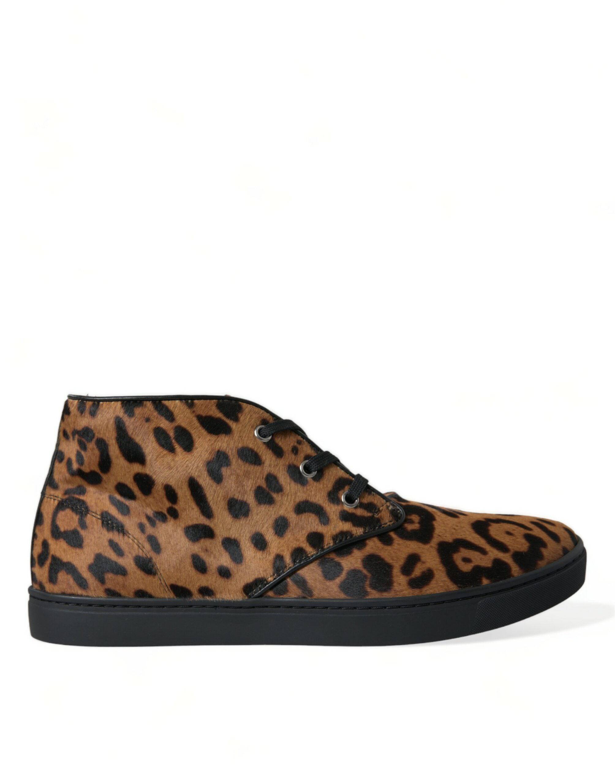 Dolce & Gabbana Elegant Leopard Print Mid-Top Sneakers - ACCEXO