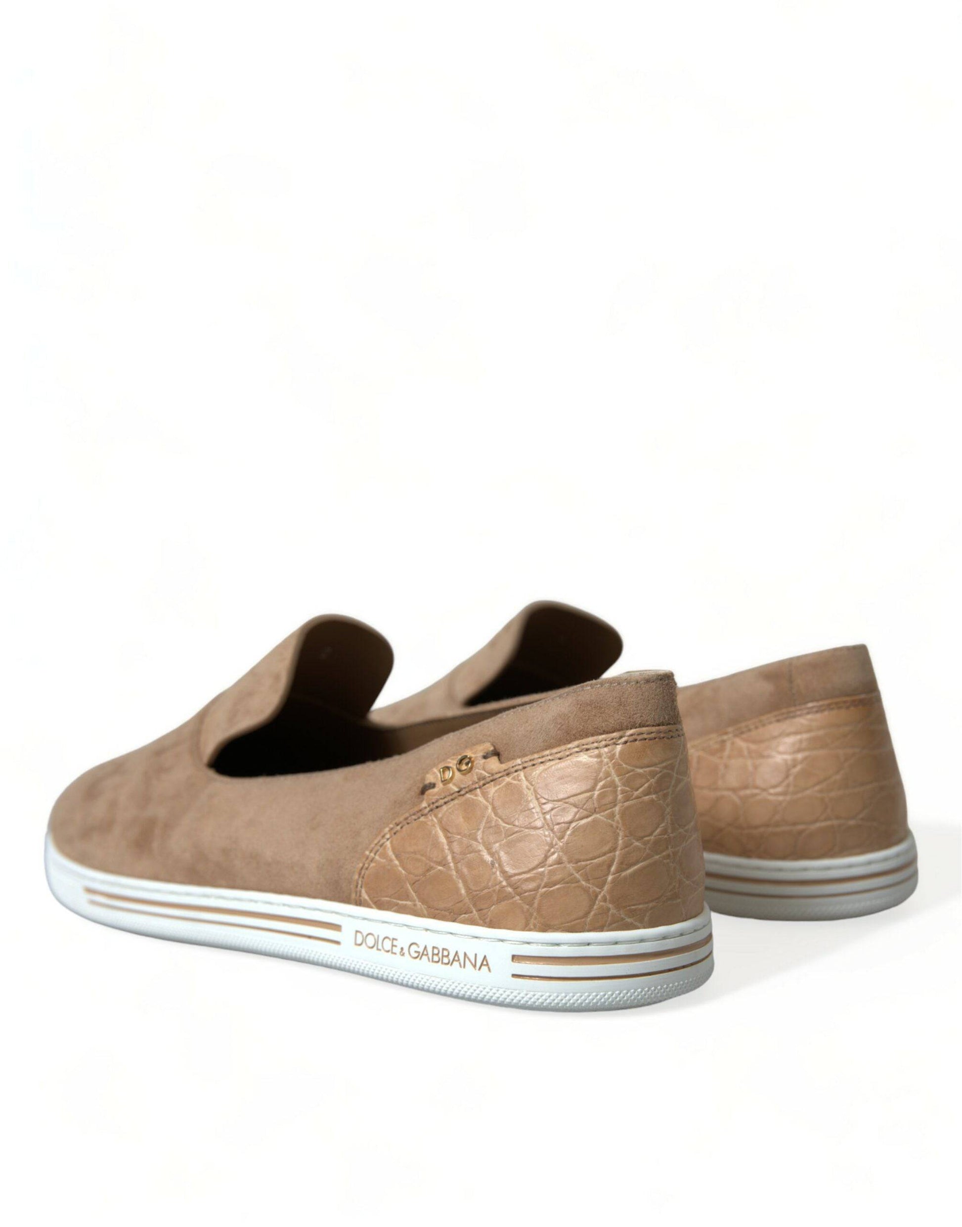 Dolce & Gabbana Elegant Beige Leather Loafers - ACCEXO