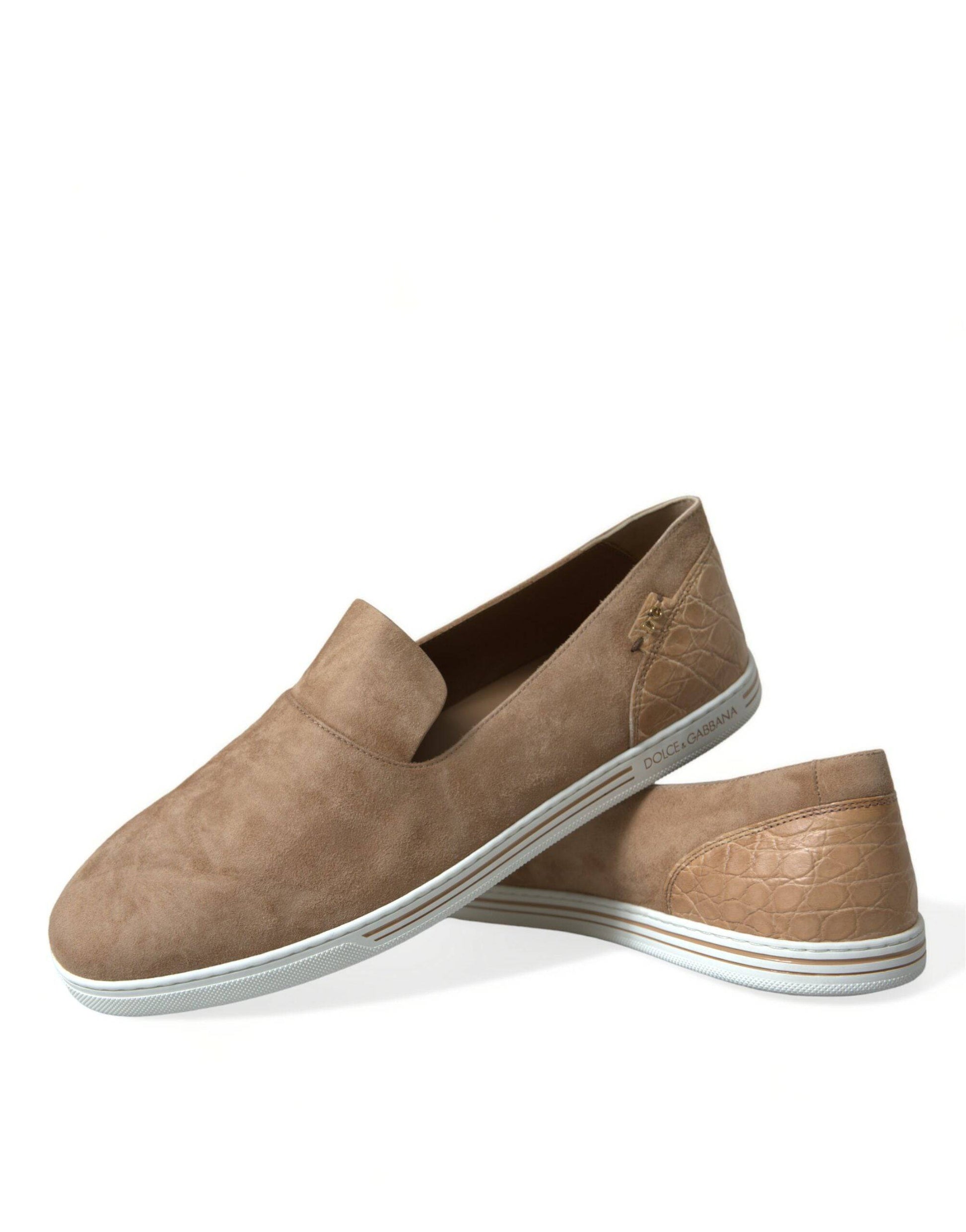 Dolce & Gabbana Elegant Beige Leather Loafers - ACCEXO