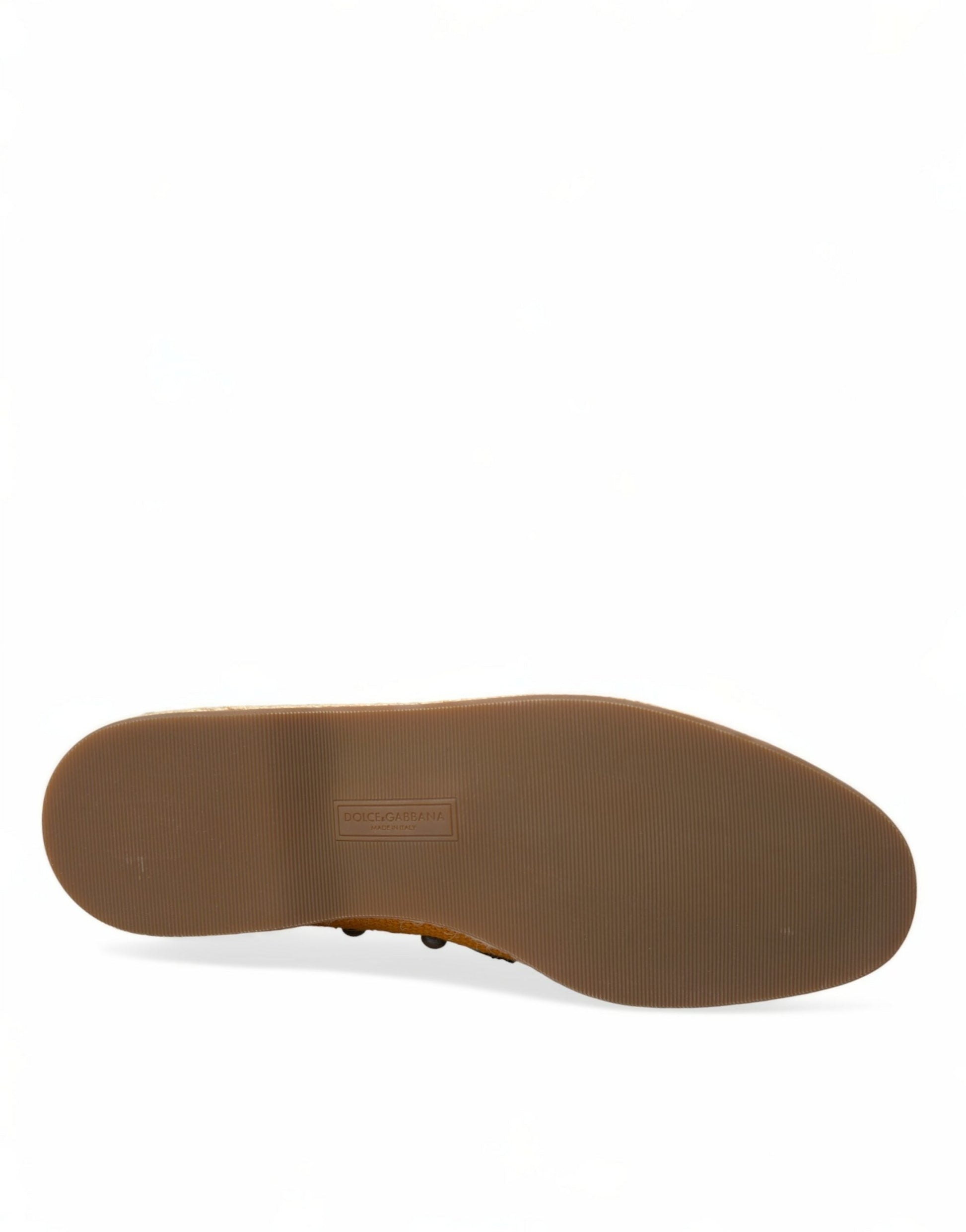 Dolce & Gabbana Exclusive Orange Canvas Loafers with Studs - ACCEXO