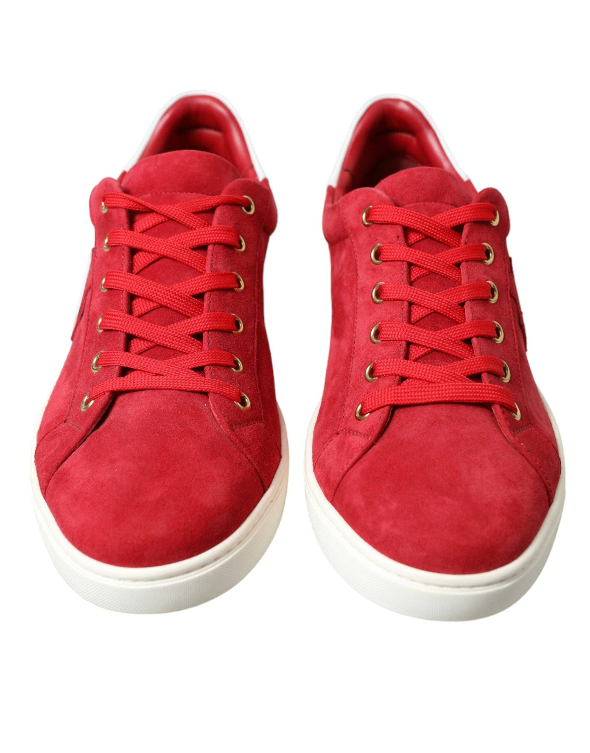 Dolce & Gabbana Elegant Red & White Low Top Sneakers - ACCEXO