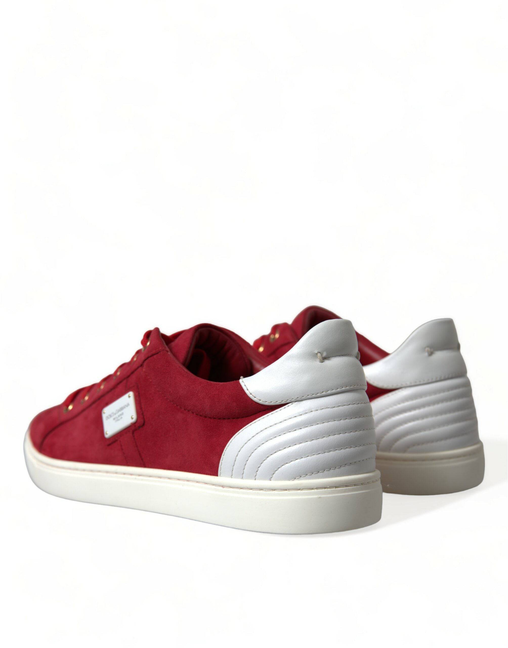 Dolce & Gabbana Elegant Red & White Low Top Sneakers - ACCEXO