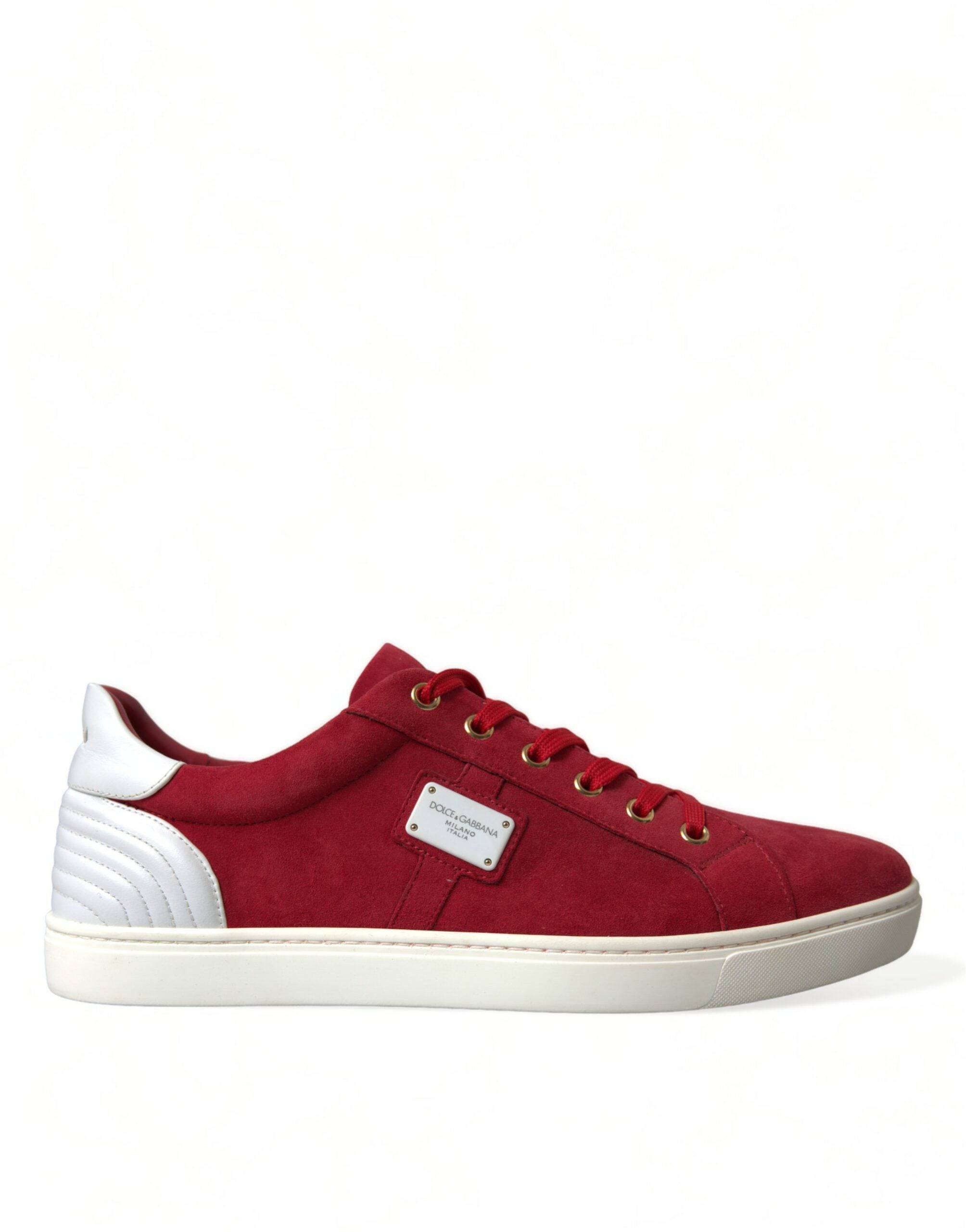 Dolce & Gabbana Elegant Red & White Low Top Sneakers - ACCEXO