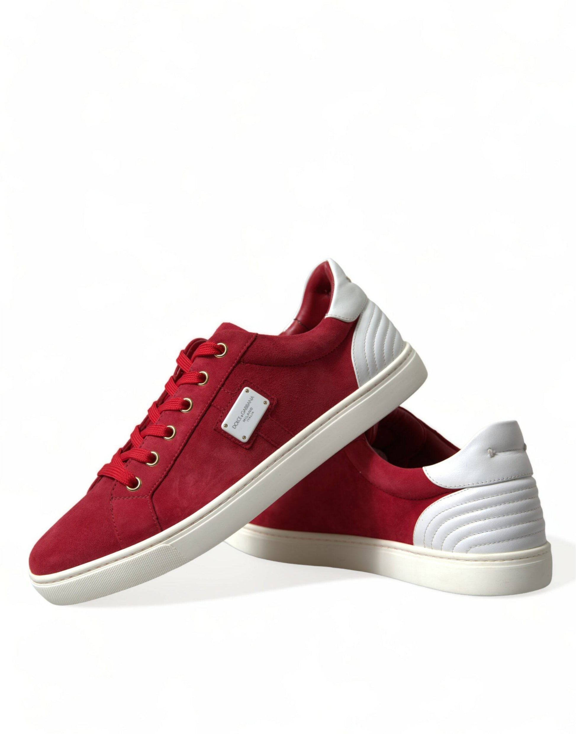 Dolce & Gabbana Elegant Red & White Low Top Sneakers - ACCEXO
