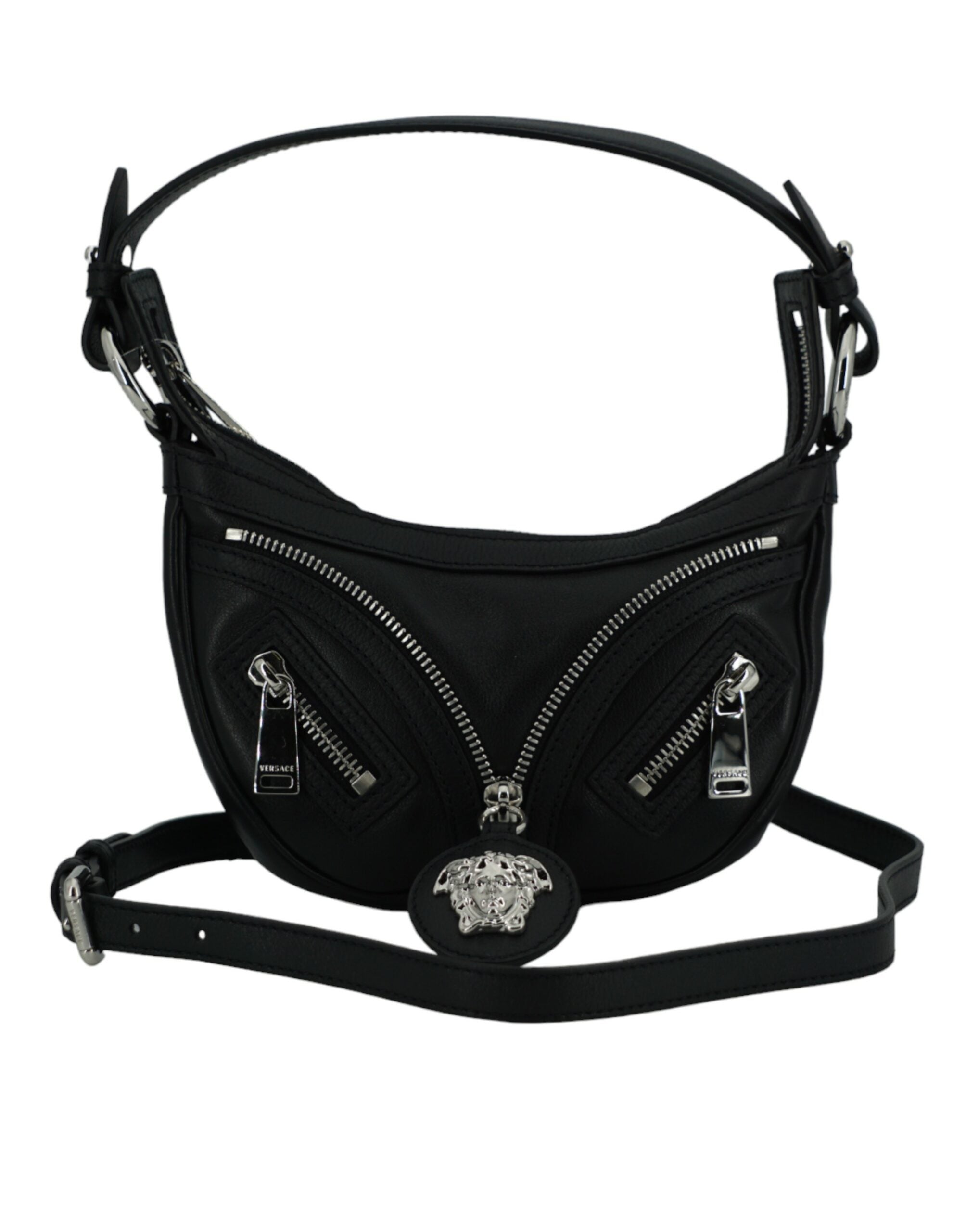 Versace Elegant Black Mini Hobo Shoulder Bag - ACCEXO