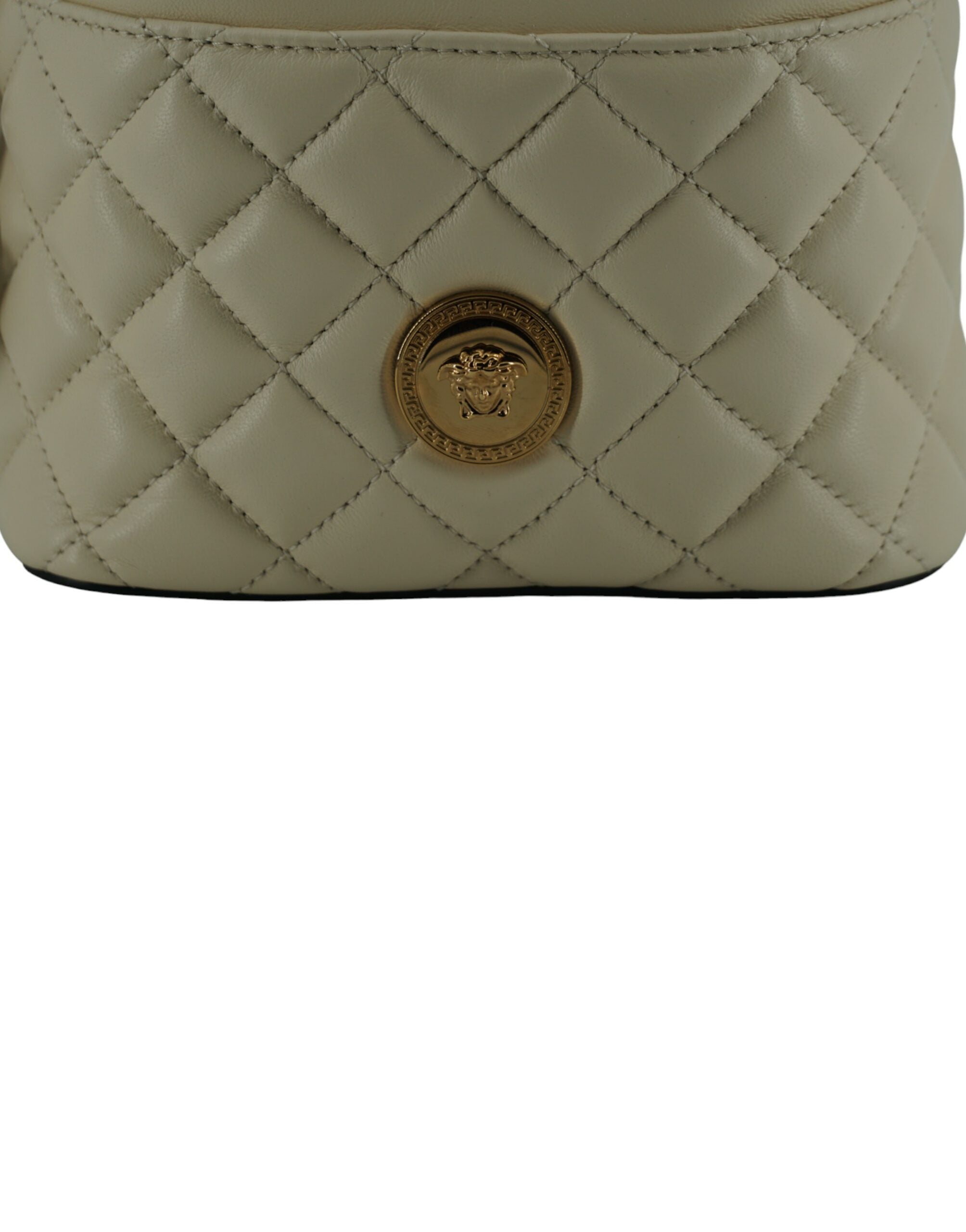 Versace Elegant Small White Leather Bucket Shoulder Bag - ACCEXO