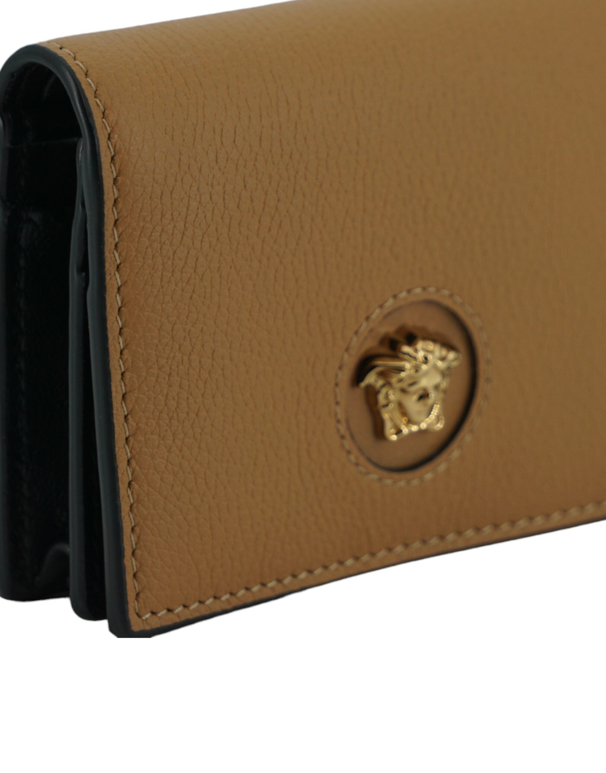 Versace Elegant Compact Leather Wallet in Brown - ACCEXO