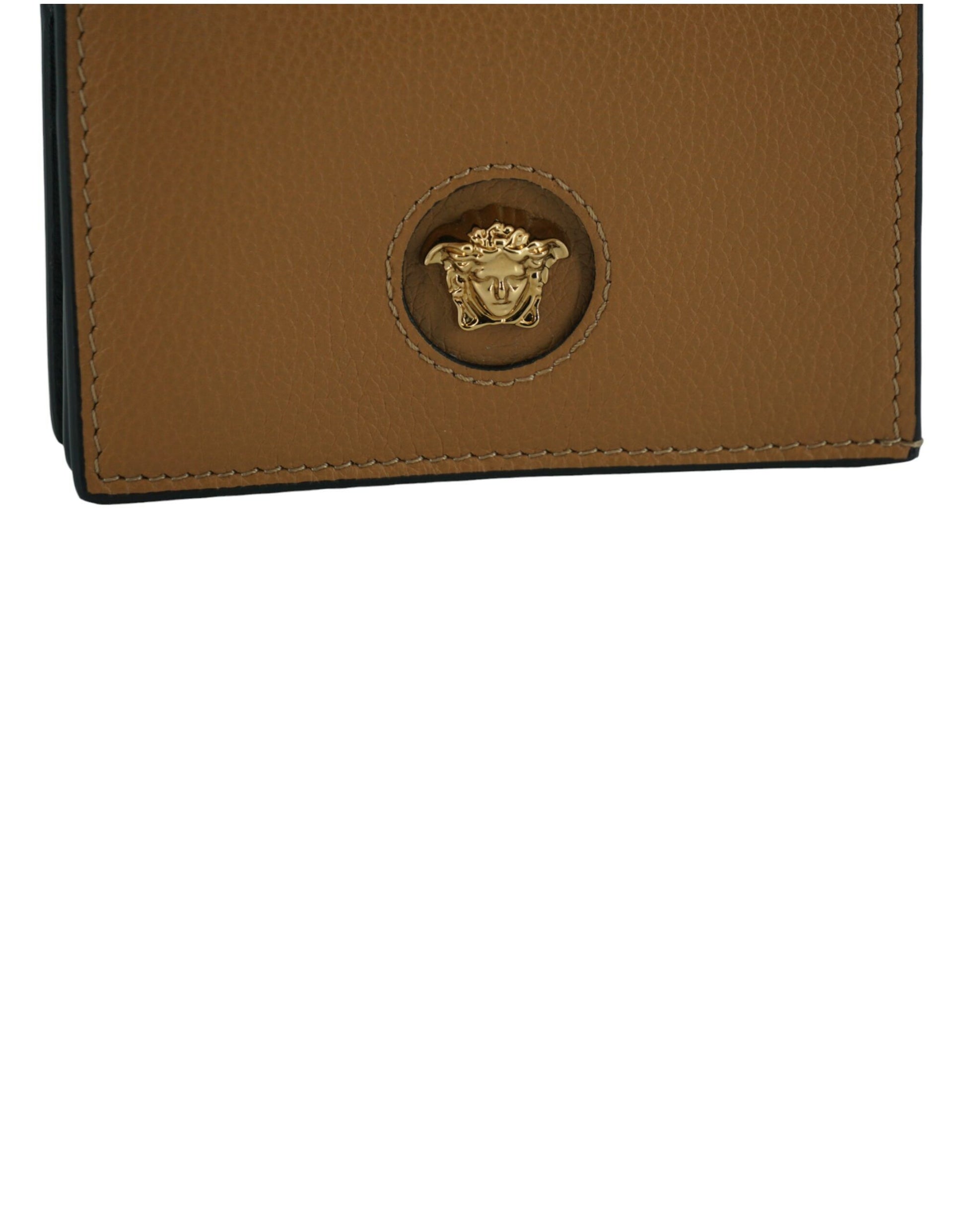 Versace Elegant Compact Leather Wallet in Brown - ACCEXO