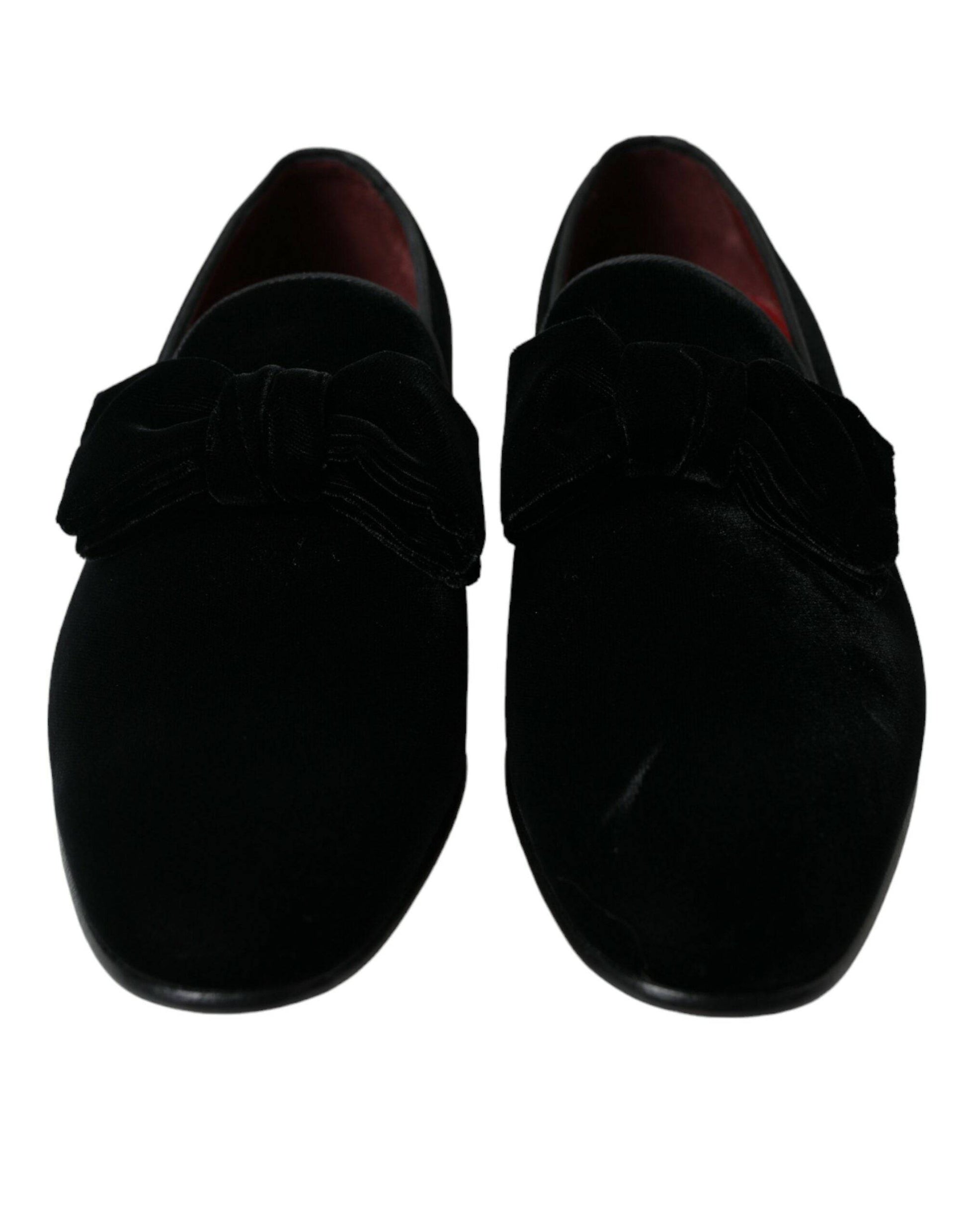 Dolce & Gabbana Elegant Black Velvet Loafers - Men's Luxury Footwear - ACCEXO