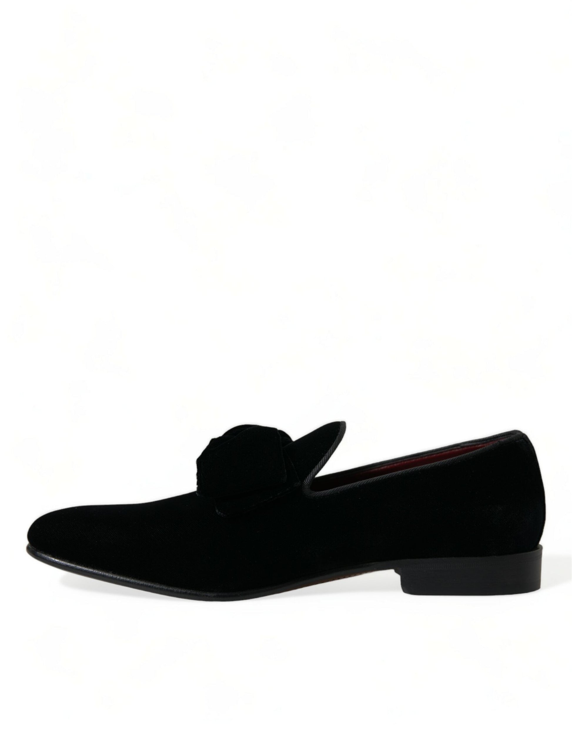 Dolce & Gabbana Elegant Black Velvet Loafers - Men's Luxury Footwear - ACCEXO