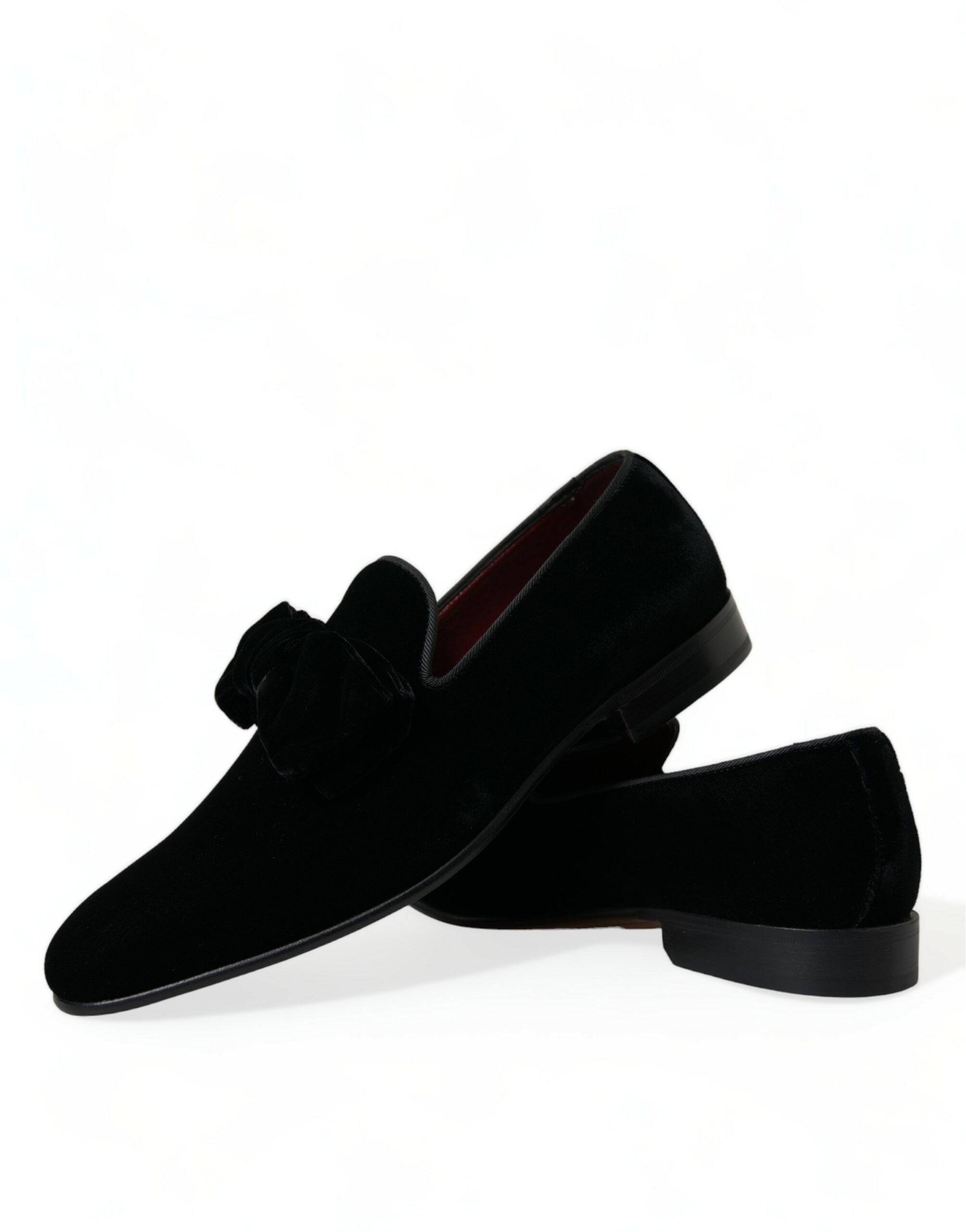 Dolce & Gabbana Elegant Black Velvet Loafers - Men's Luxury Footwear - ACCEXO