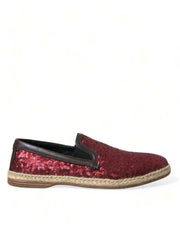 Dolce & Gabbana Red Sequined Leather Loafers - ACCEXO