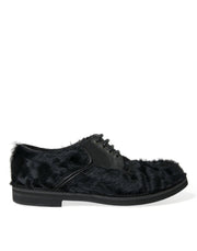 Dolce & Gabbana Elegant Black Fur Derby Dress Shoes for Men - ACCEXO