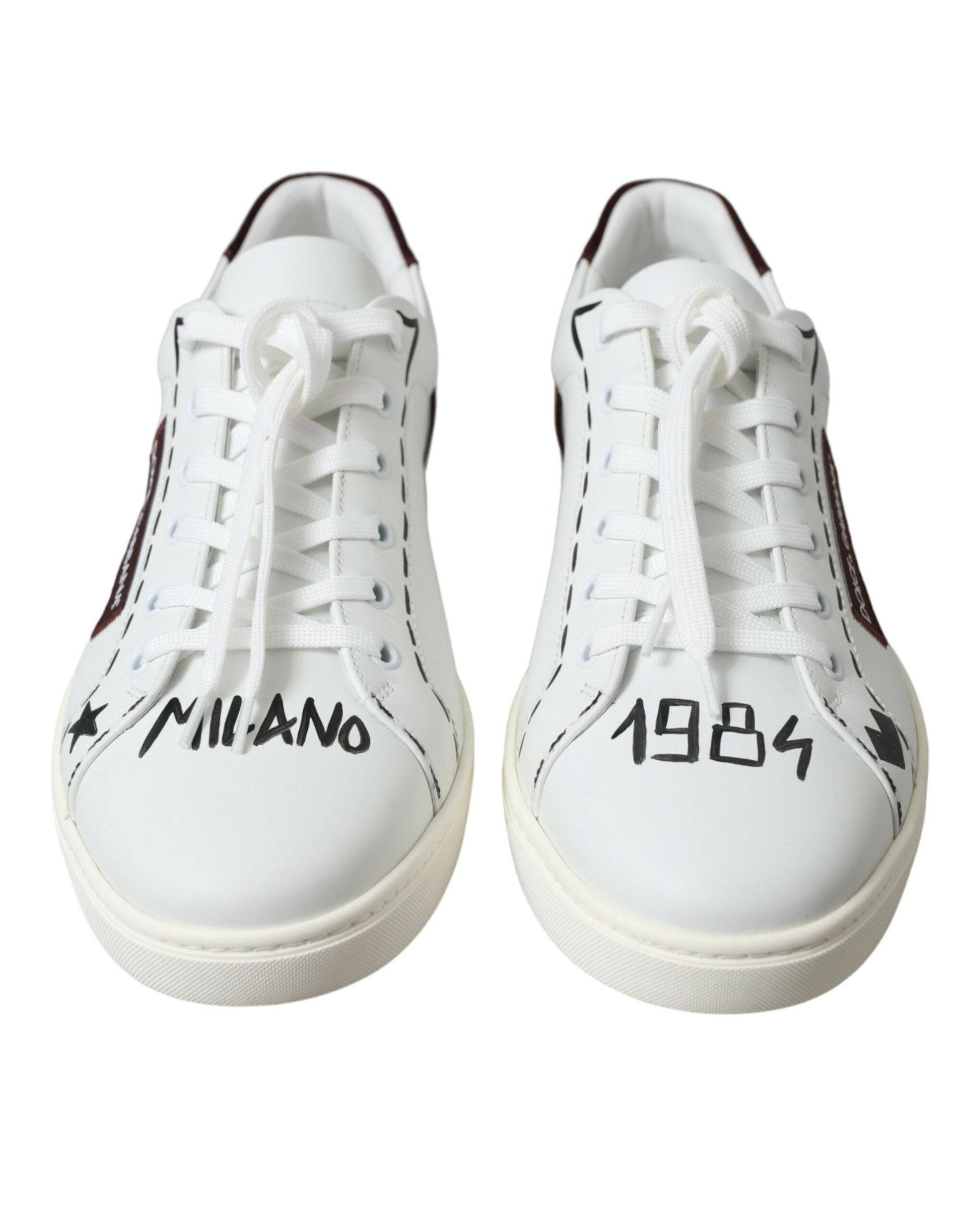 Dolce & Gabbana Exclusive White Bordeaux Low Top Sneakers - ACCEXO