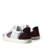 Dolce & Gabbana Exclusive White Bordeaux Low Top Sneakers - ACCEXO