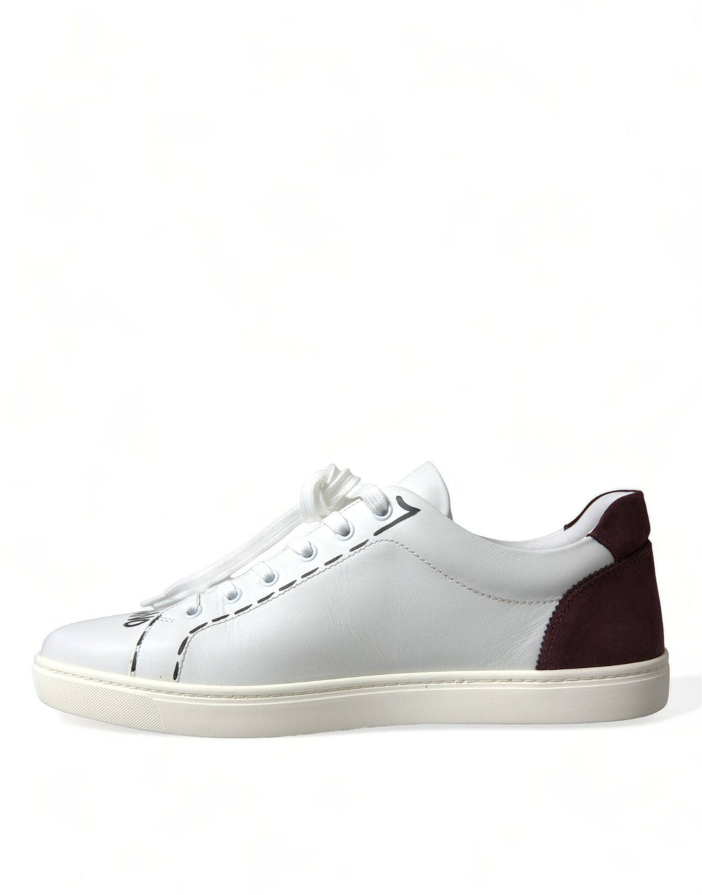 Dolce & Gabbana Exclusive White Bordeaux Low Top Sneakers - ACCEXO