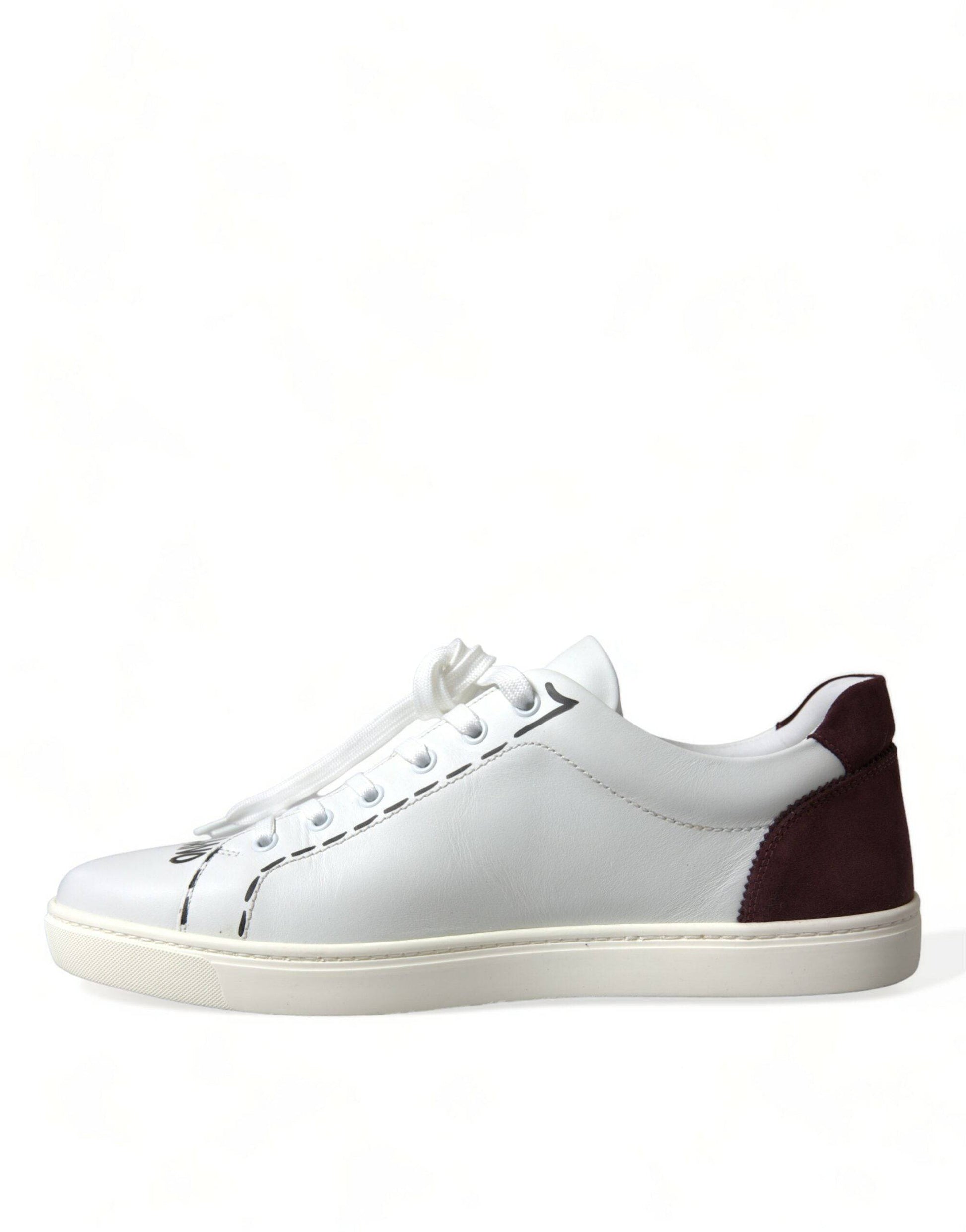 Dolce & Gabbana Exclusive White Bordeaux Low Top Sneakers - ACCEXO