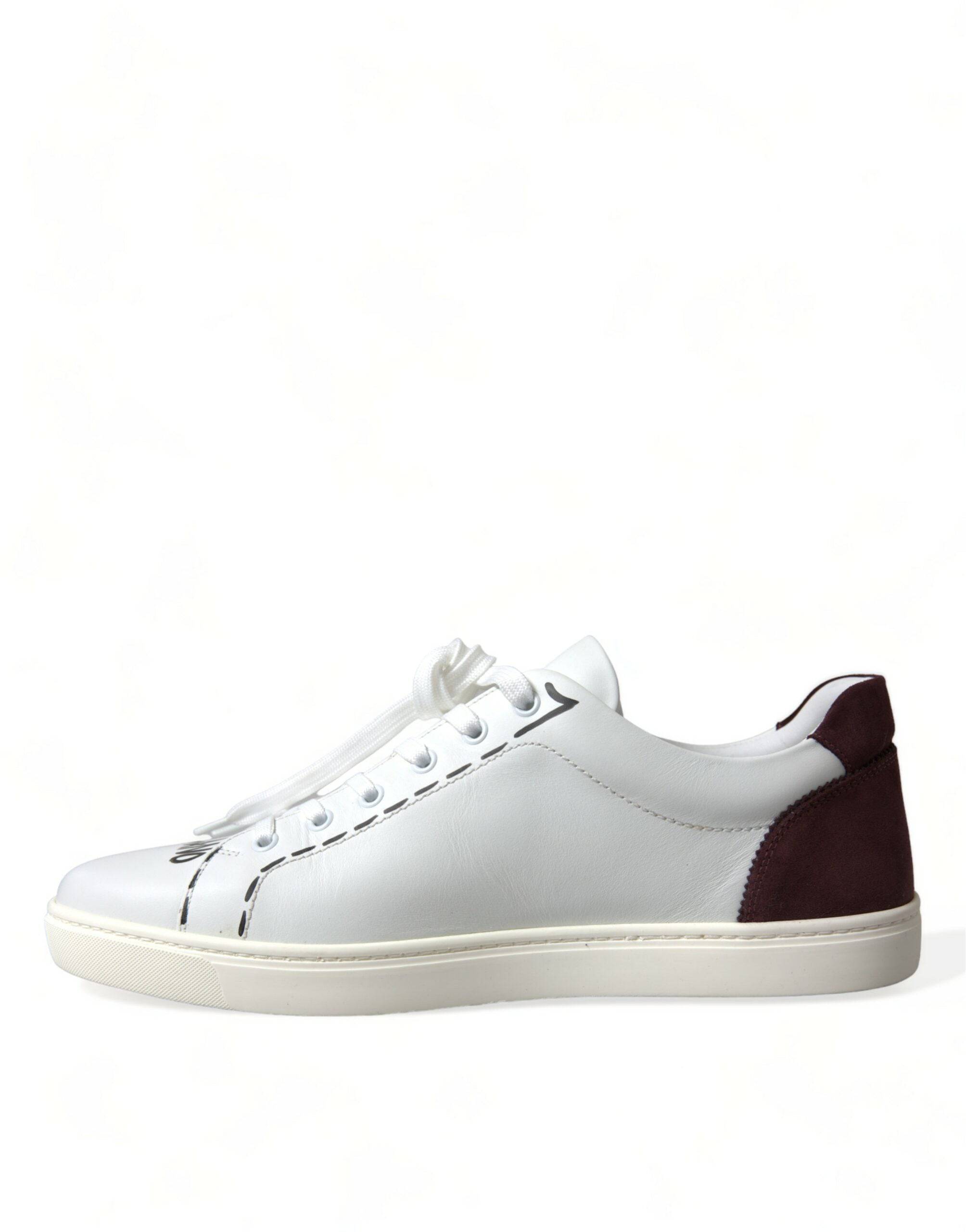 Dolce & Gabbana Exclusive White Bordeaux Low Top Sneakers - ACCEXO