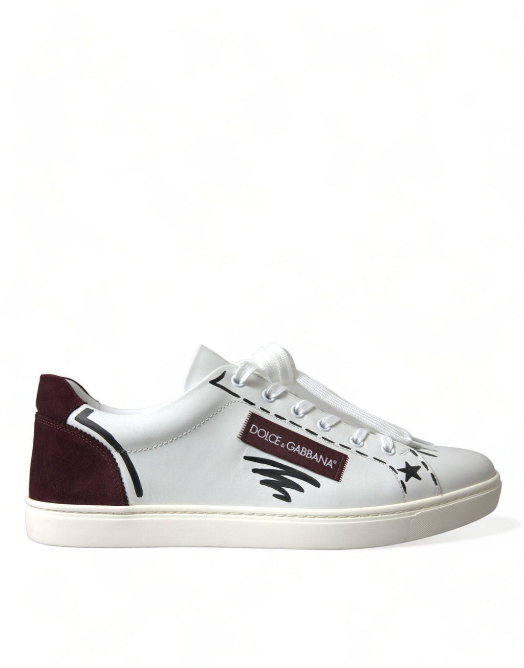 Dolce & Gabbana Exclusive White Bordeaux Low Top Sneakers - ACCEXO