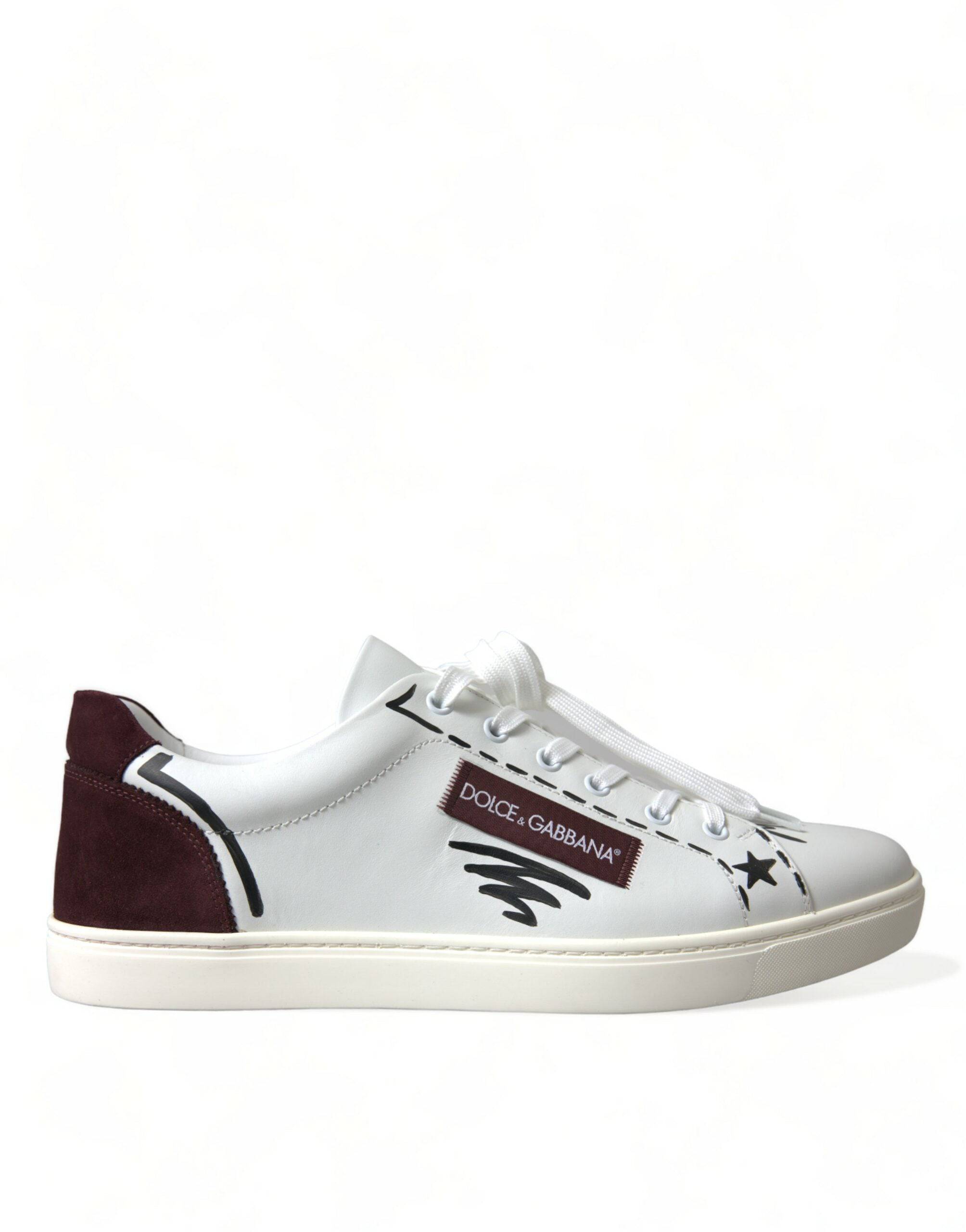 Dolce & Gabbana Exclusive White Bordeaux Low Top Sneakers - ACCEXO